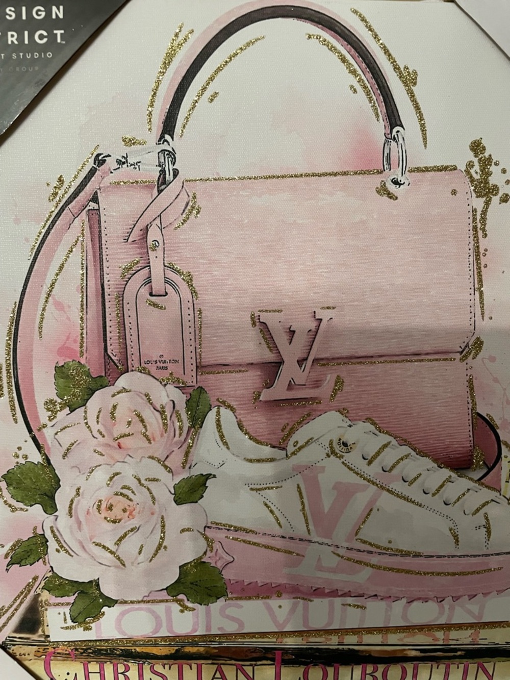 Luxury Pink Handbag & Sneaker Art Print - Designer-Wall Decor licensed - Picture 4 of 4